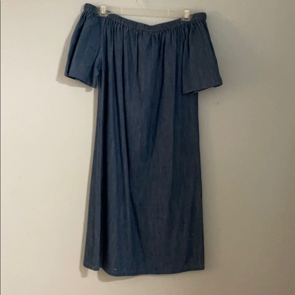 Like New ERA Denim Off Shoulder Shift Dress